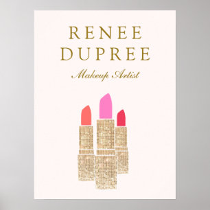Makeup Artist Gold Lipstick Bokeh Beauty Poster