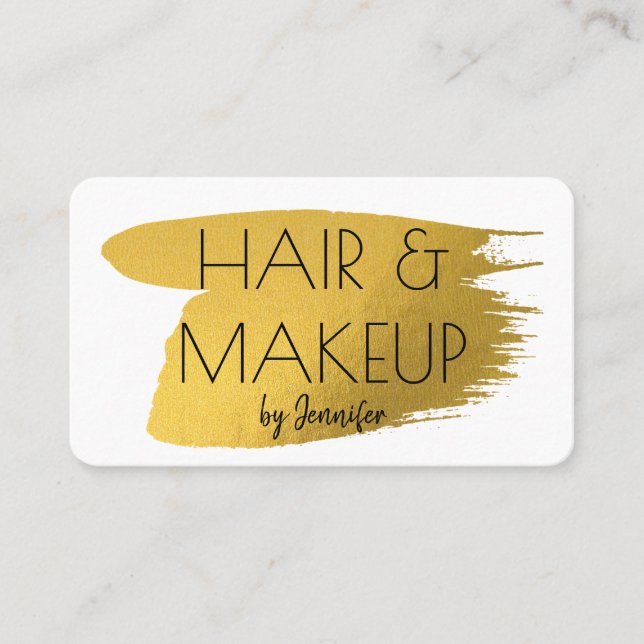 Makeup Artist Gold Minimalist Social Media Icons Business Card (Front)