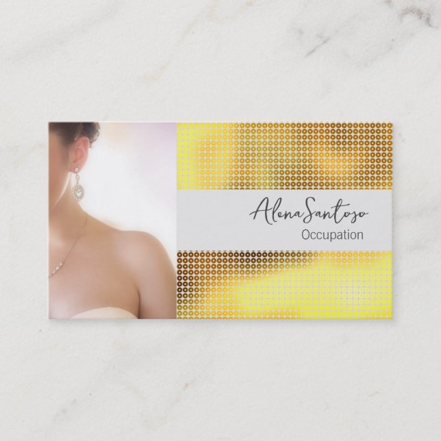 MakeUp Artist Gold Sequin Business Card (Front)