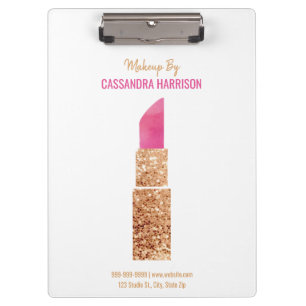 Makeup Artist Gold Sequin Watercolor Beauty Clipboard