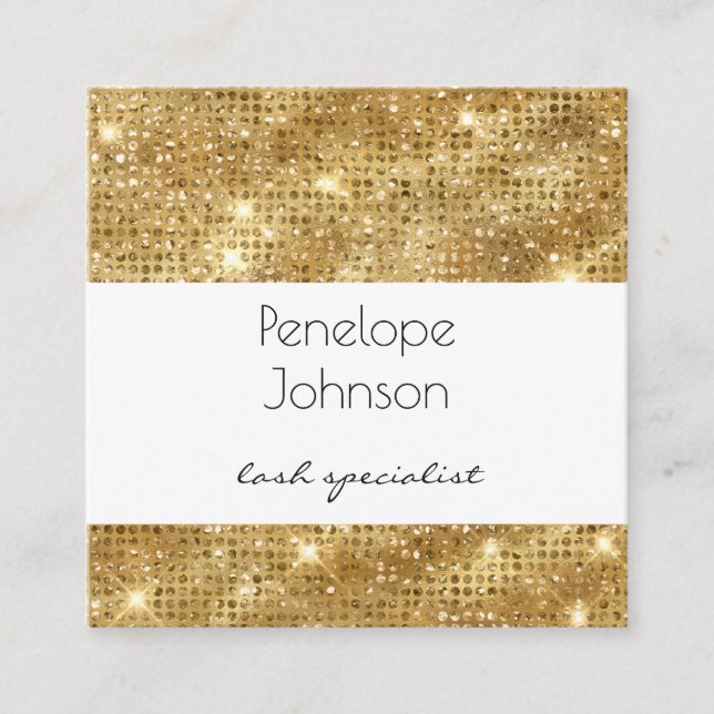 Makeup Artist Gold Sparkle Glam  Square Business Card (Front)