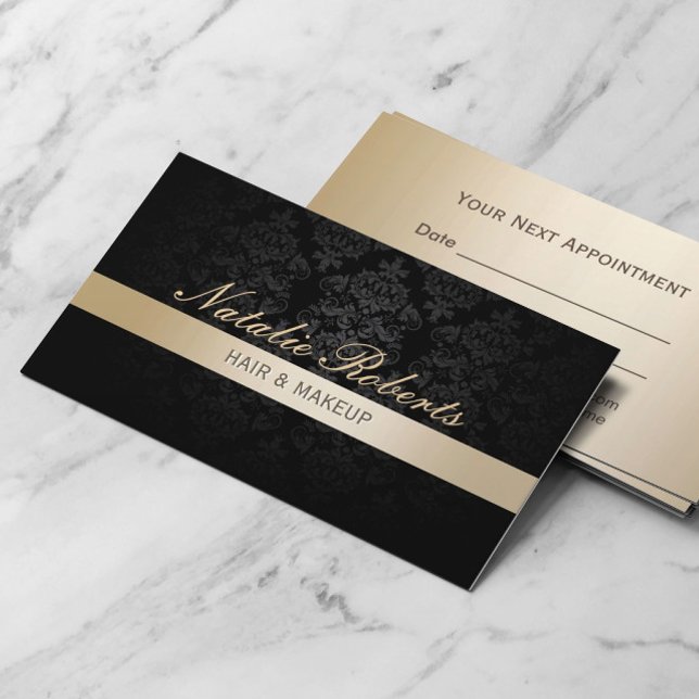 Makeup Artist Gold Striped Damask Appointment (Creator Uploaded)