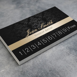 Makeup Artist Gold Striped Damask Loyalty Punch