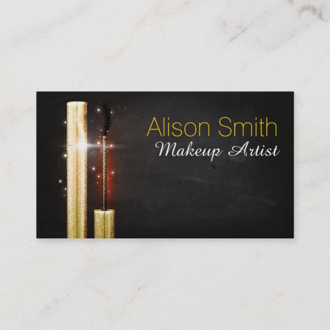 Makeup Artist / Golden Sparkle Mascara Business Card (Front)
