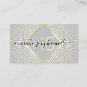 Makeup Artist Gray & Gold Typography Beauty Salon Business Card
