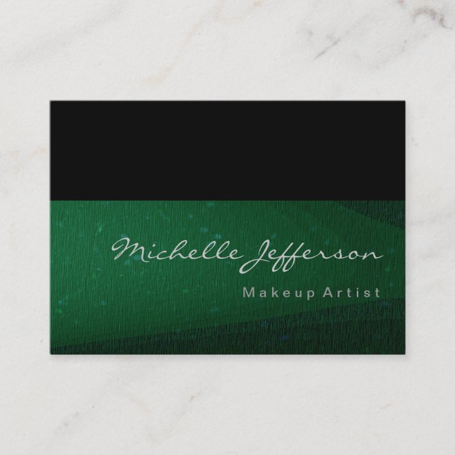 Makeup Artist Green Black Pattern Business Card (Front)