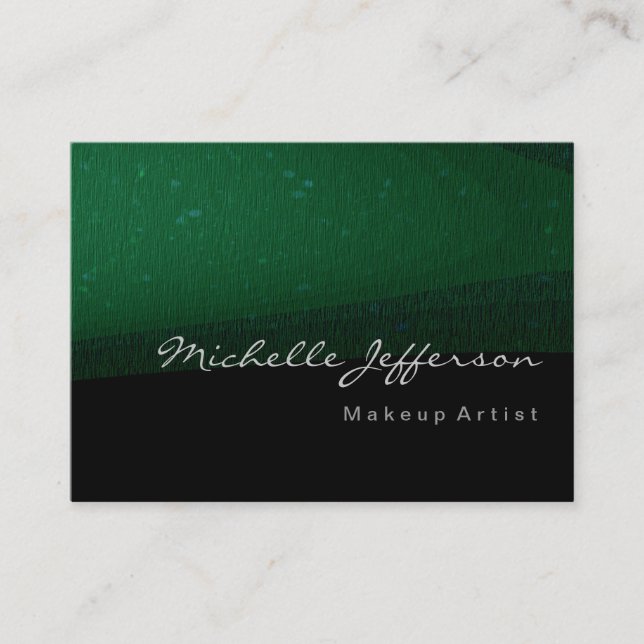 Makeup Artist Green Black Pattern Business Card (Front)