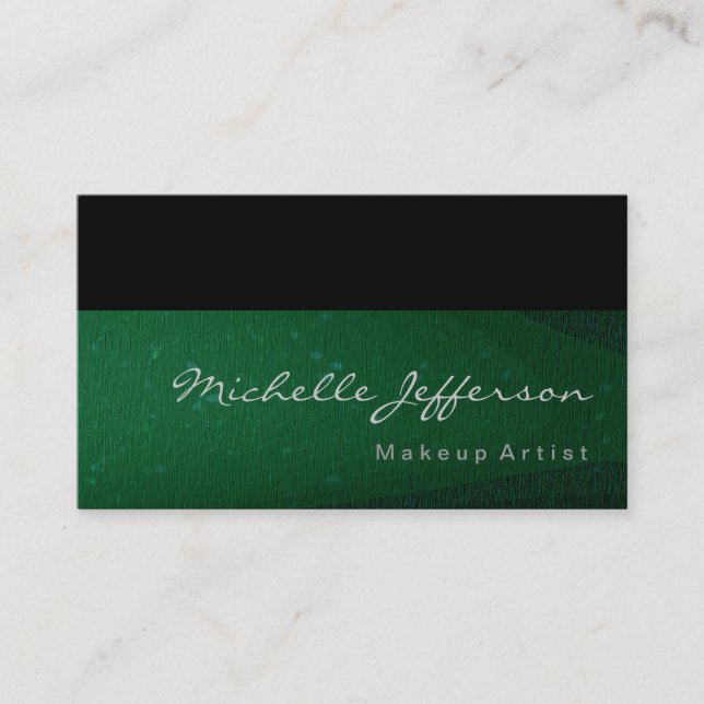 Makeup Artist Green Black Standard Business Card (Front)