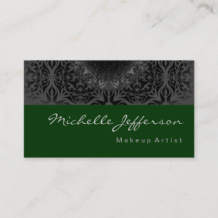 Makeup Artist Grey Pattern Green Business Card
