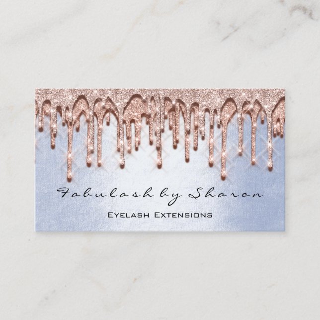 Makeup Artist Hair 3D Effect Drips Rose BLUE Business Card (Front)