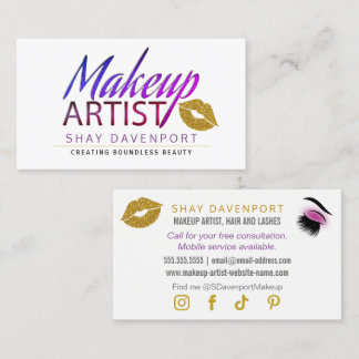 Makeup Artist Hair and Lashes Business Card