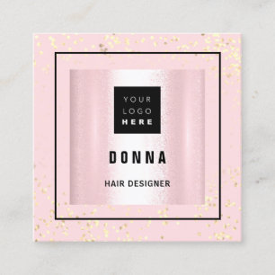 Makeup ARTIST Hair Beauty Pink Logo QR CODE Square Business Card