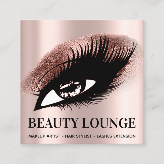 Makeup Artist Hair Eyelash Lux Rose Professional Square Business Card (Front)