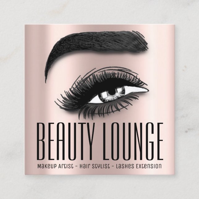 Makeup Artist Hair Eyelash Lux Rose QR CODE Square Business Card (Front)
