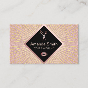 Makeup Artist Hair Salon Chic Rose Gold Glitter Business Card