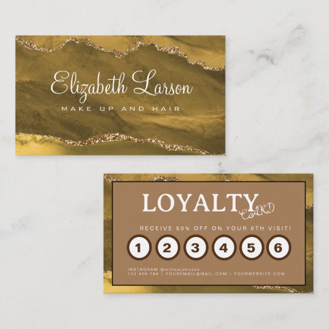 Makeup Artist Hair Salon Glitter Loyaly Card (Front/Back)