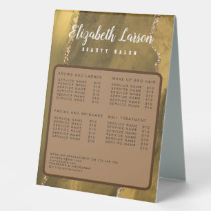 Makeup Artist Hair Salon Glitter Table Tent Sign