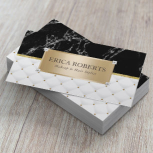 Makeup Artist Hair Salon Gold Label Luxury Marble Business Card