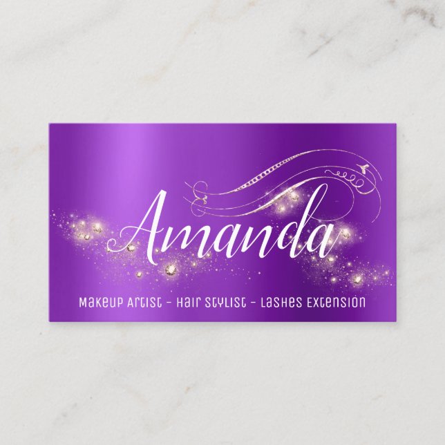 Makeup Artist Hair Salon Lash  Event Purple Rose Business Card (Front)