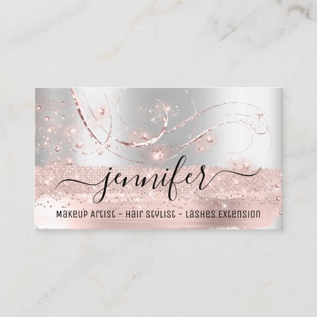 Makeup Artist Hair Salon Lash Extension Grey Business Card (Front)