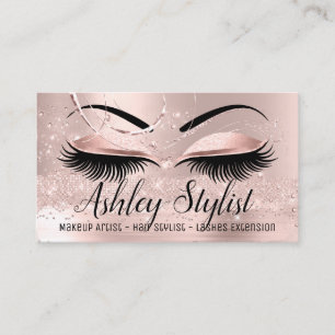 Makeup Artist Hair Salon Lash  Extension Rose Brow Business Card