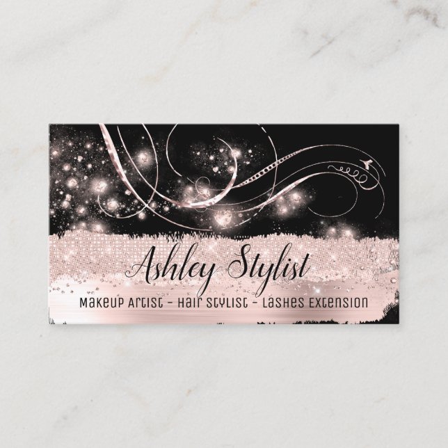 Makeup Artist Hair Salon Lash  Extension Rose Lux Business Card (Front)