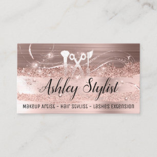 Makeup Artist Hair Salon Lash Logo Eyelash Rose Business Card