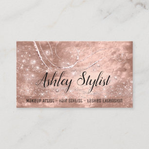 Makeup Artist Hair Salon Lash  Rose Skin Metallic Business Card