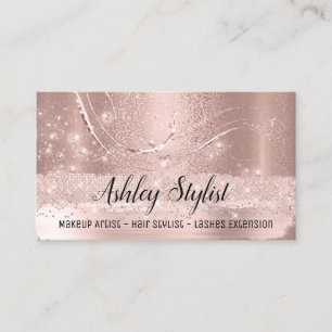 Makeup Artist Hair Salon Lash  Rose Skinny Metalli Business Card