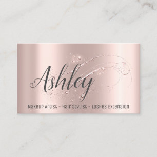 Makeup Artist Hair Salon Lashes Pink Rose Grey Business Card