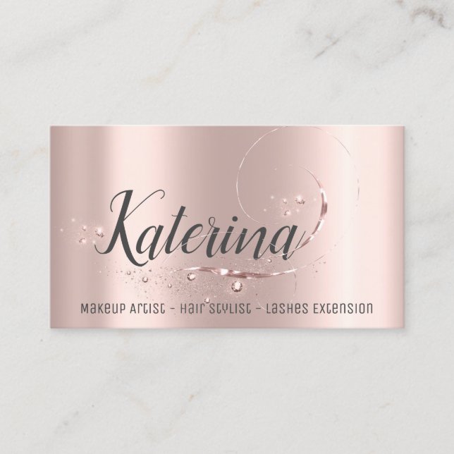 Makeup Artist Hair Salon Lashes Pink Rose Spark Business Card (Front)