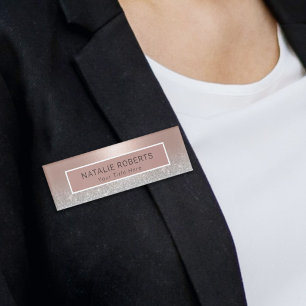 Makeup Artist Hair Salon Modern Blush Rose Gold Name Tag