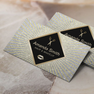 Makeup Artist Hair Salon Modern Silver Glitter Business Card