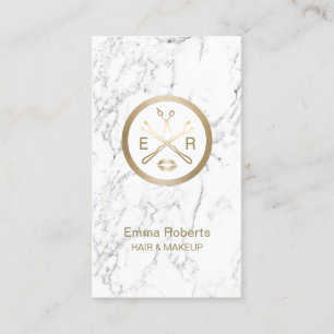 Makeup Artist Hair Salon Modern White Marble Business Card