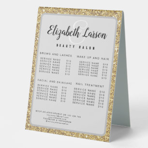 Makeup Artist Hair Salon PriceList Table Tent Sign