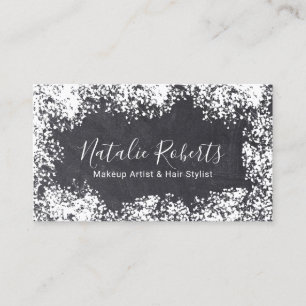 Makeup Artist Hair Salon Rustic Floral Chalkboard Business Card