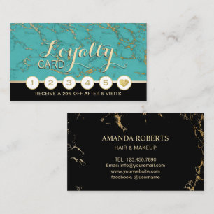 Makeup Artist Hair Salon Turquoise Marble Loyalty Card
