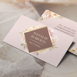 Makeup Artist Hair Salon Vintage Floral Blush Pink Business Card