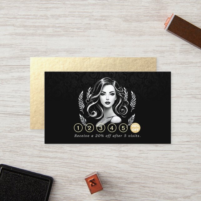 Makeup Artist Hair Stylist Beauty Salon Lash Brows Loyalty Card (Front/Back In Situ)
