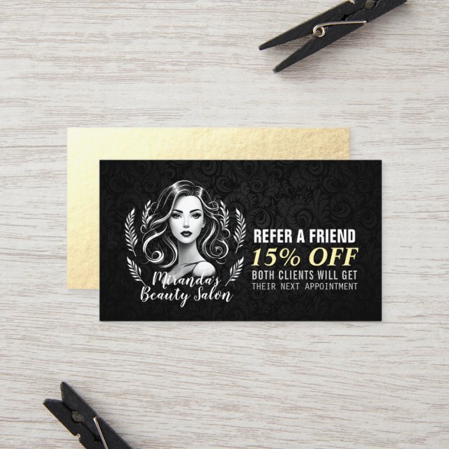 Makeup Artist Hair Stylist Beauty Salon Lash Brows Referral Card (Front/Back In Situ)