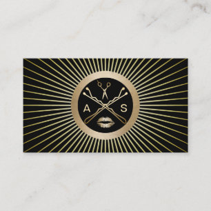 Makeup Artist & Hair Stylist Classy Black Gold Business Card