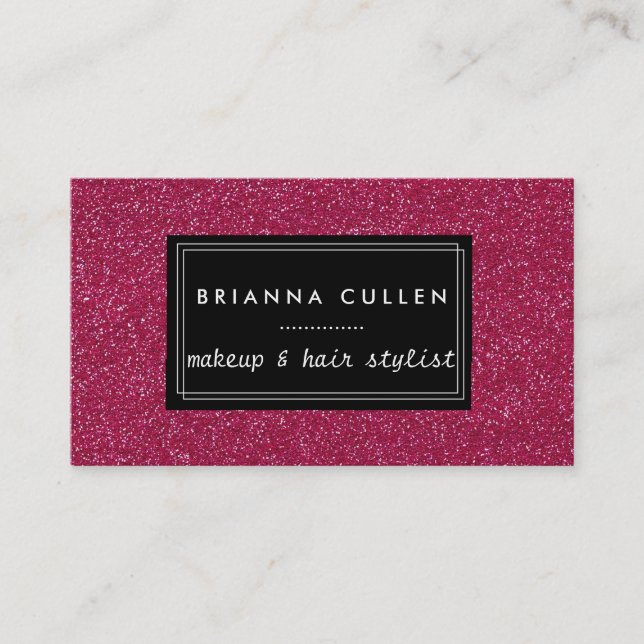 Makeup Artist Hair Stylist Funky Glitter Business Card (Front)