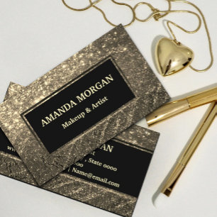 Makeup Artist Hair Stylist Funky Gold Business Card