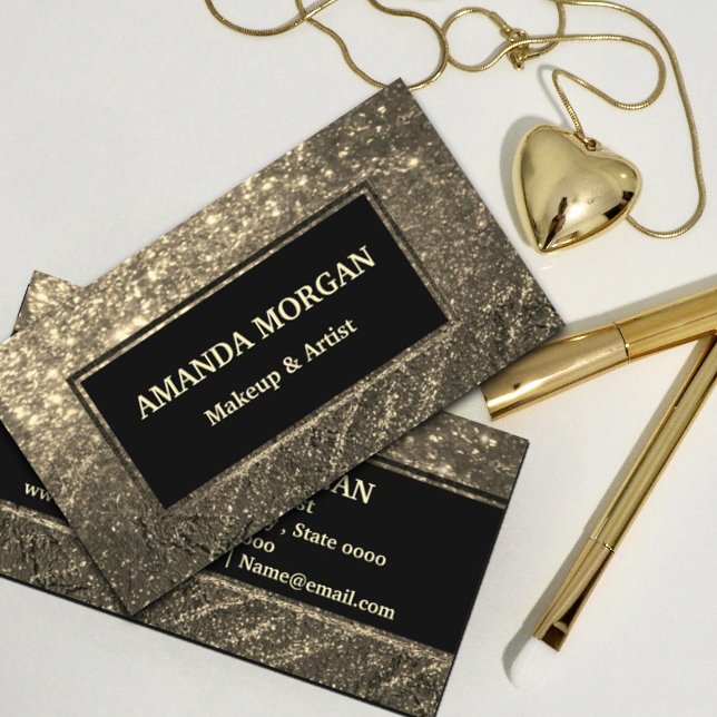 Makeup Artist Hair Stylist Funky Gold Business Card (Show on Your Business Card That your Service is Unique #goldglitter )