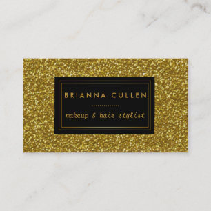 Makeup Artist Hair Stylist Funky Gold Glitter Business Card