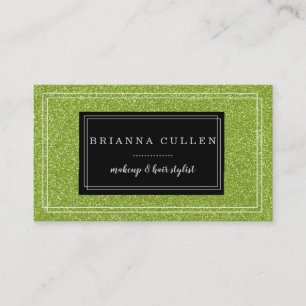 Makeup Artist Hair Stylist Funky Green Glitter Business Card