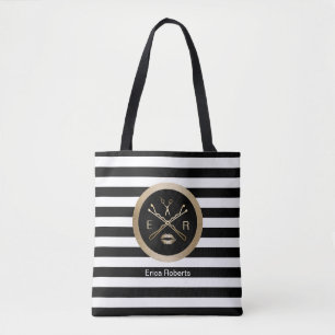 Makeup Artist Hair Stylist Gold Beauty Logo Modern Tote Bag