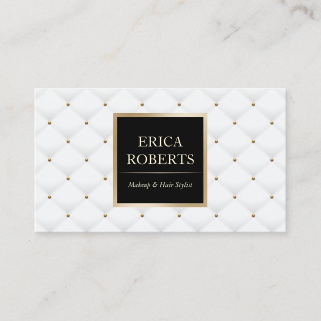Makeup Artist & Hair Stylist Luxury Quilted Salon Business Card (Front)