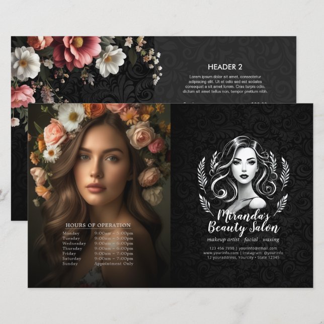 Makeup Artist Hair Stylist Menu Price Bifold Flyer (Front/Back)