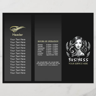 Makeup Artist Hair Stylist Modern Black White Gold